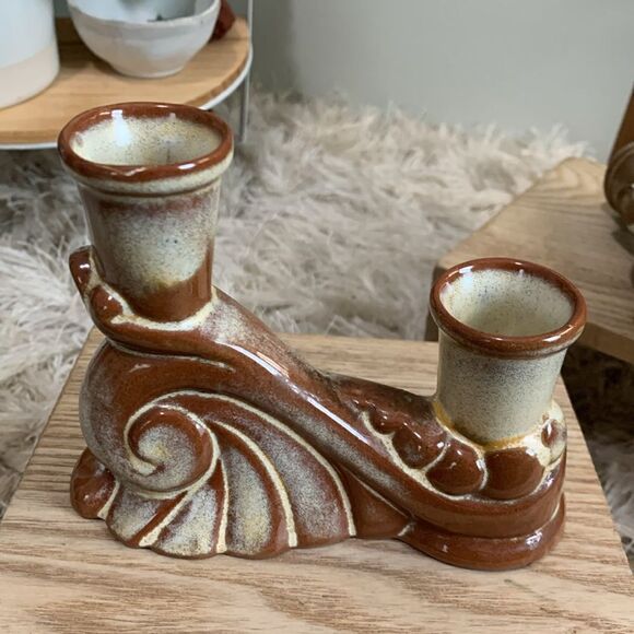 Vintage Frankoma Pottery 304 Candleholders *Note Not A Matching Pair - Picture 4 of 17